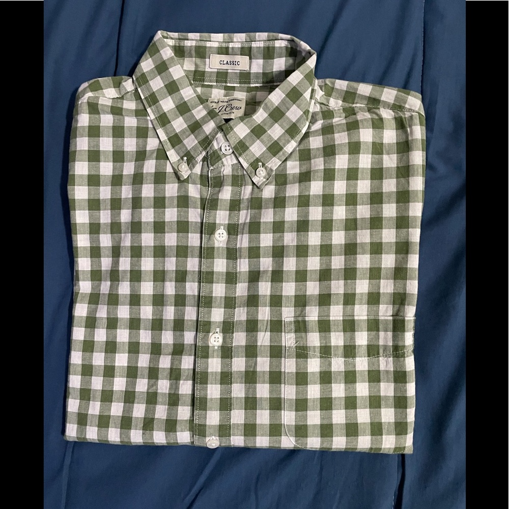 J Crew Mens Medium Gingham Button Down